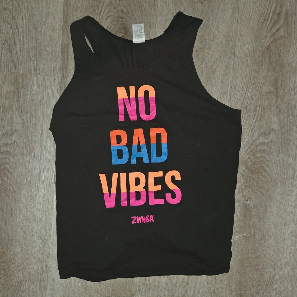 Zumba Black Tank Top with Colorful Print